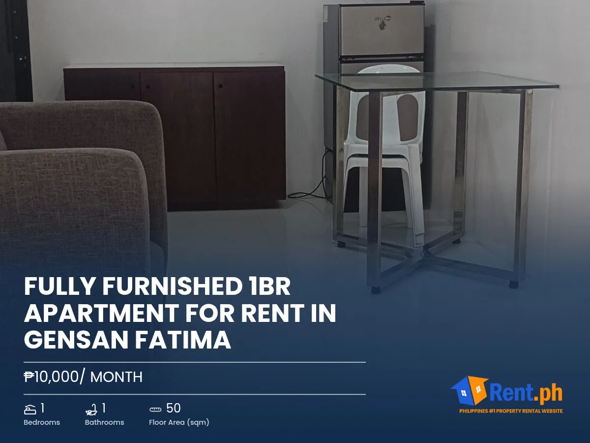 Fully Furnished 1BR Apartment For Rent in GenSan Fatima