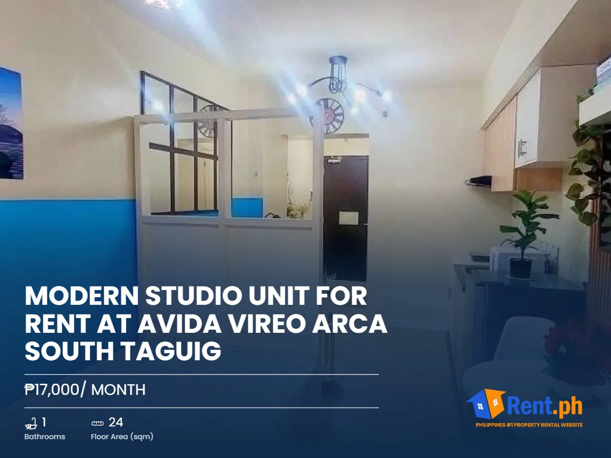 MODERN STUDIO UNIT FOR RENT AT AVIDA VIREO ARCA SOUTH TAGUIG