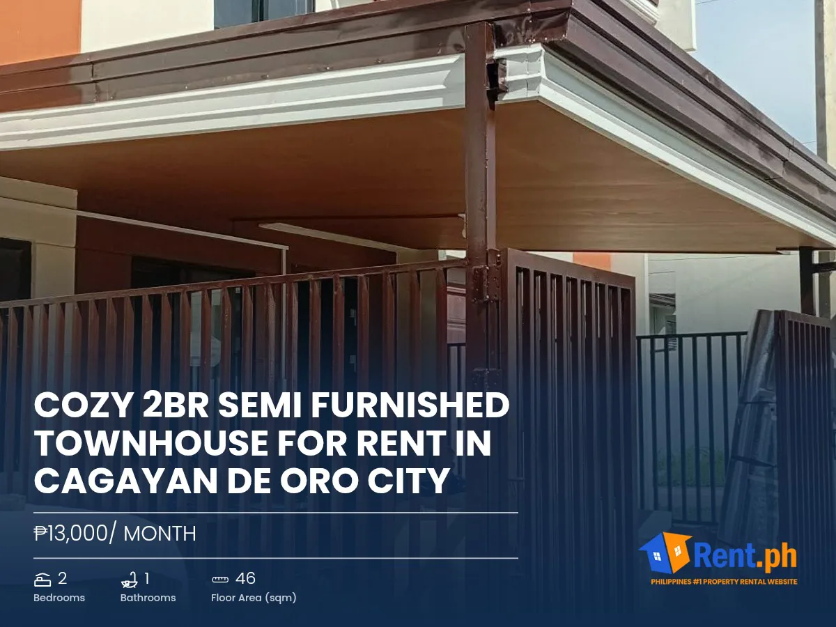 Cozy 2BR Semi Furnished Townhouse For Rent in Cagayan De Oro City