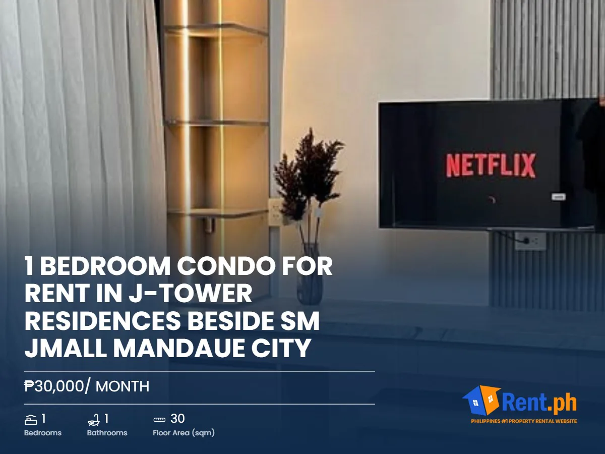 1 Bedroom Condo for rent in J-Tower Residences beside SM Jmall Mandaue City