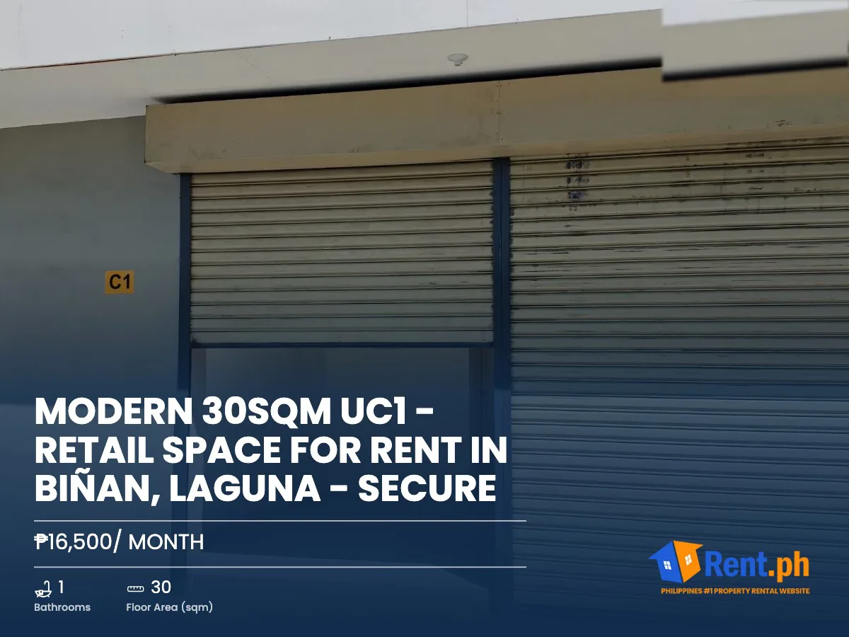 Modern 30sqm UC1 - Retail Space For Rent in Biñan, Laguna - Secure - Secondary Image