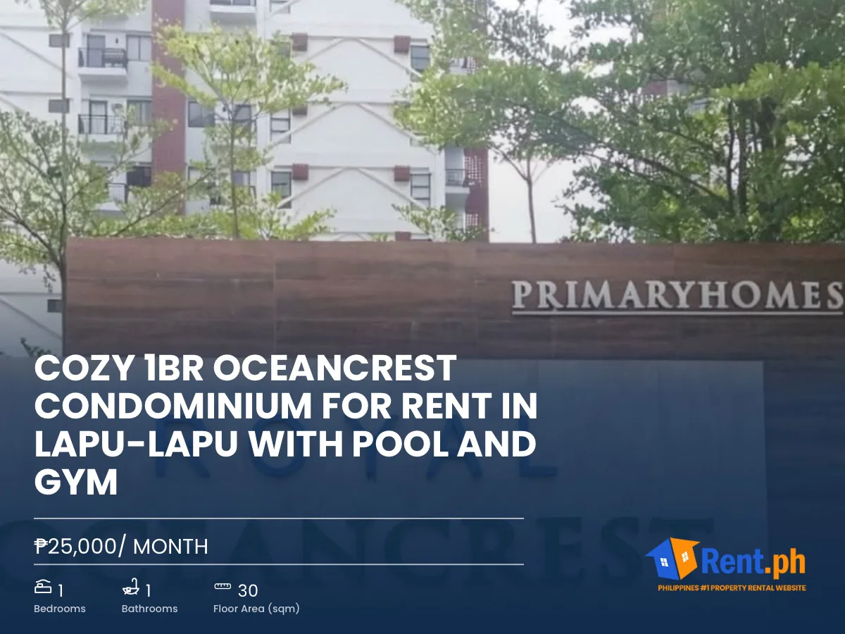 Cozy 1BR Oceancrest Condominium For Rent in Lapu-Lapu with Pool and Gym