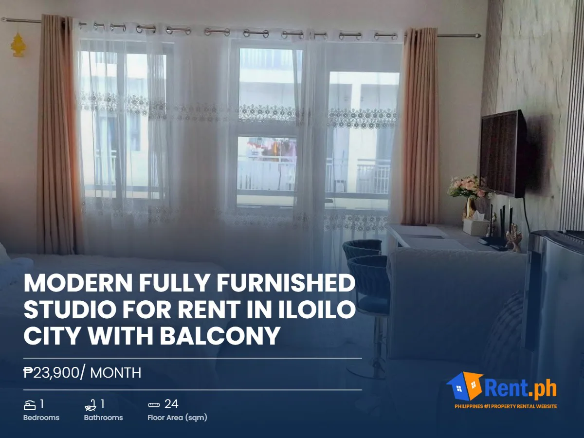 Modern Fully Furnished Studio For Rent in Iloilo City with Balcony