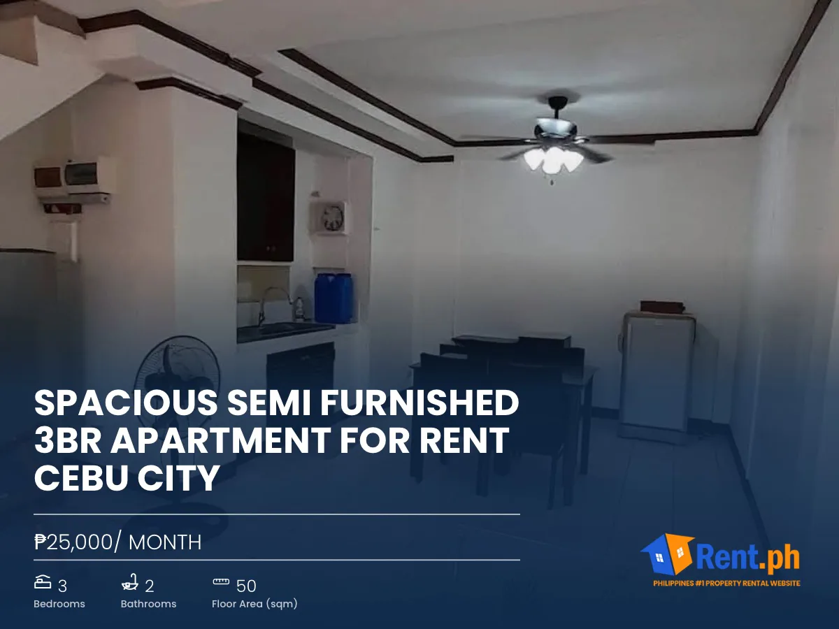 Spacious Semi Furnished 3BR Apartment For Rent Cebu City
