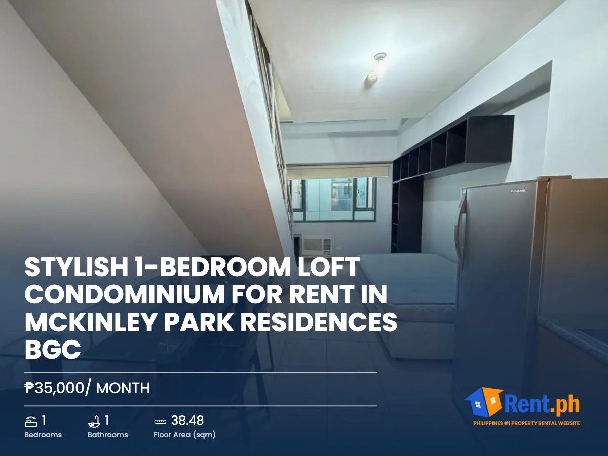 Stylish 1-Bedroom Loft Condominium For Rent in McKinley Park Residences BGC
