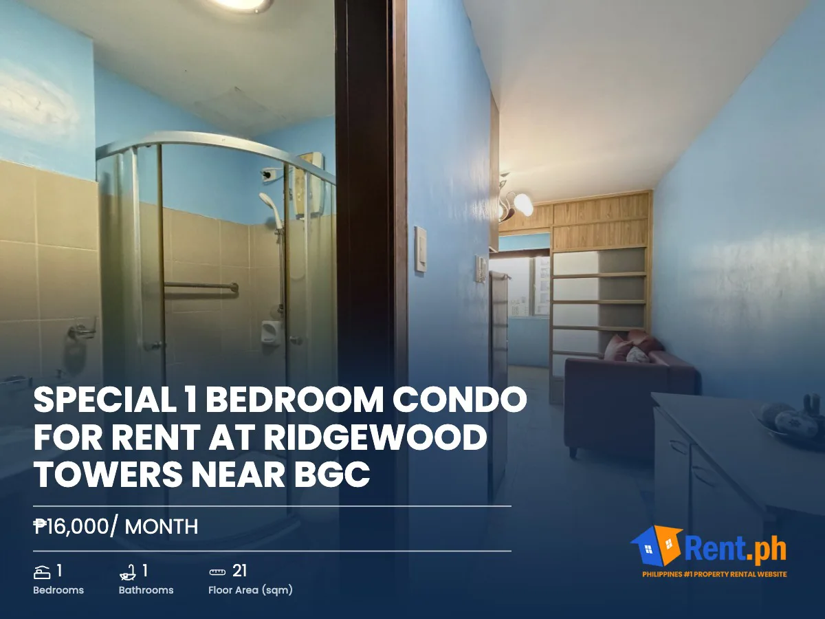 Special 1 Bedroom Condo for rent at Ridgewood Towers near BGC