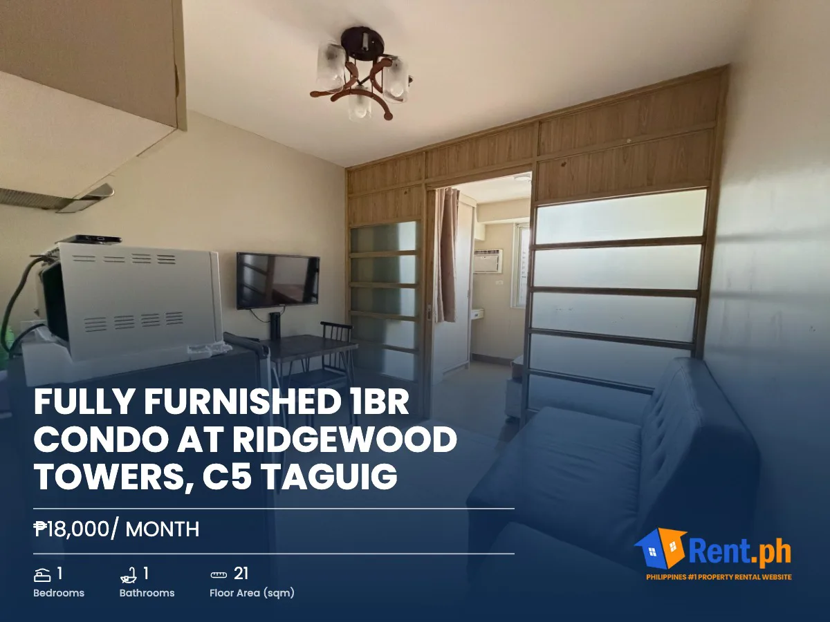 Fully Furnished 1BR Condo at Ridgewood Towers, C5 Taguig