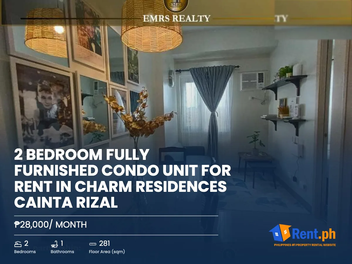 2 BEDROOM FULLY FURNISHED CONDO UNIT FOR RENT IN CHARM RESIDENCES CAINTA RIZAL - Secondary Image