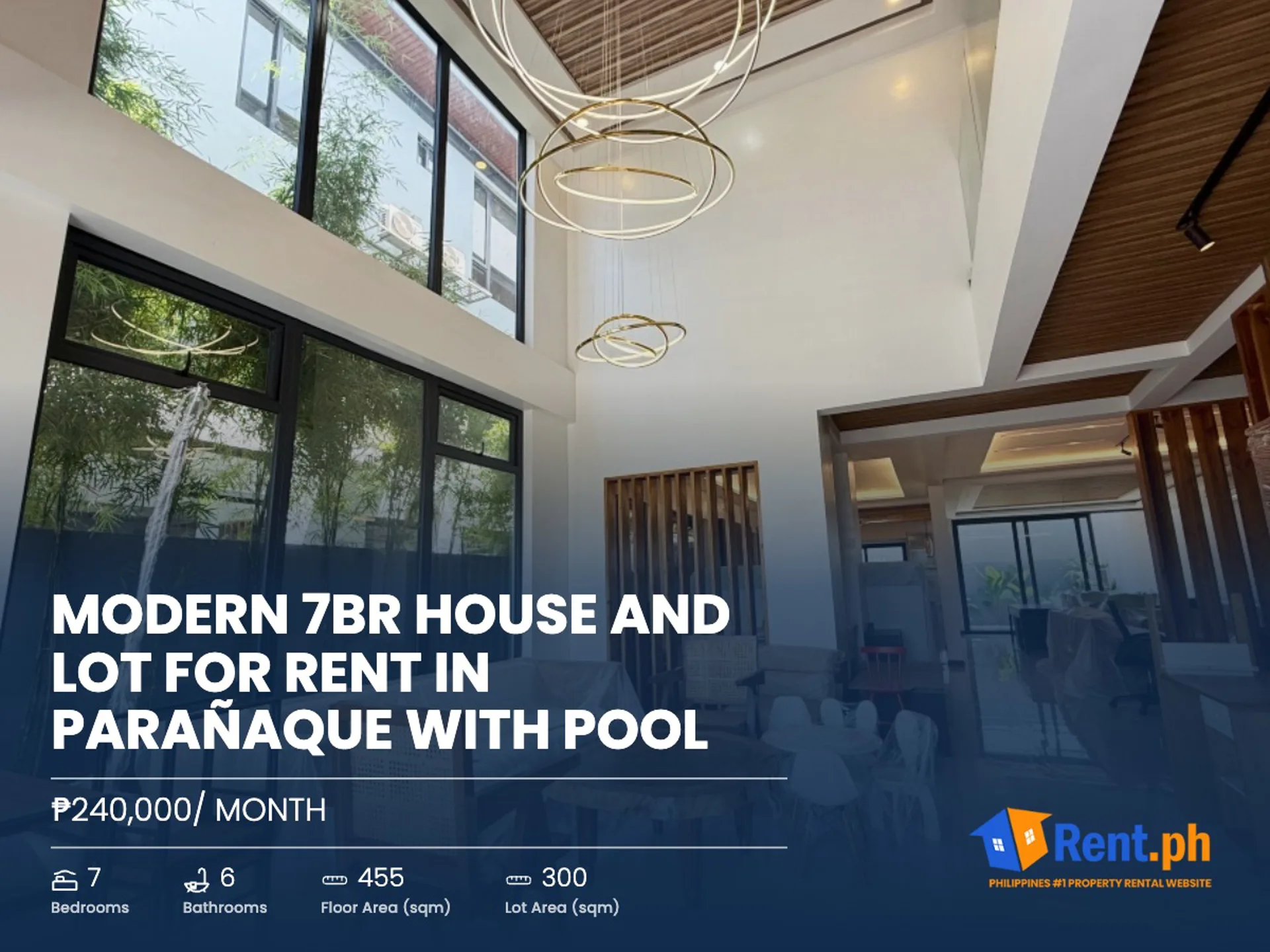 Modern 7BR House and Lot For Rent in Parañaque with Pool