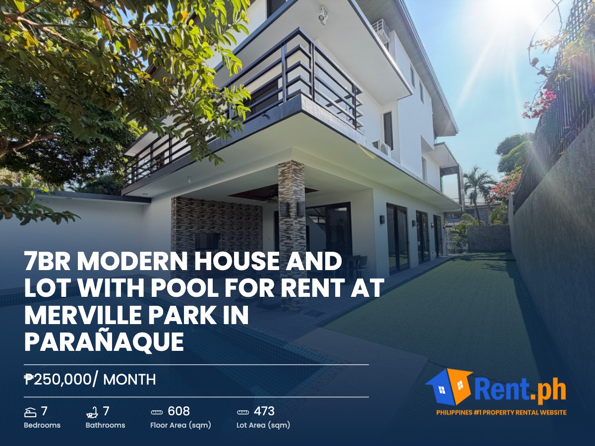7BR Modern House and Lot with pool For Rent at Merville Park in Parañaque