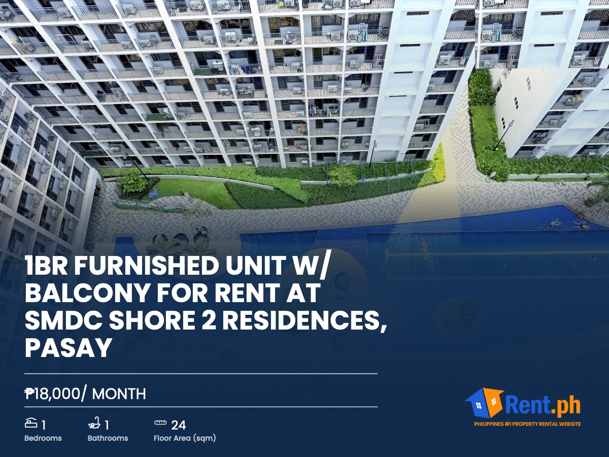 1BR FURNISHED UNIT w/ BALCONY FOR RENT at SMDC Shore 2 Residences, Pasay  