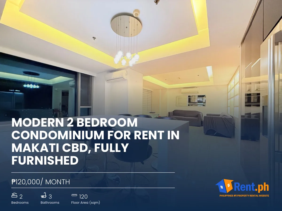 Modern 2 Bedroom Condominium For Rent in Makati CBD, Fully Furnished